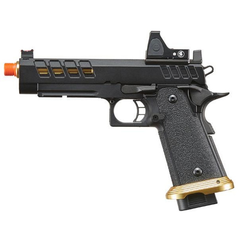 Lancer Tactical Heracles Hi-Capa Gas Blowback Airsoft Pistol w/ Reflex Dot, Black/Gold