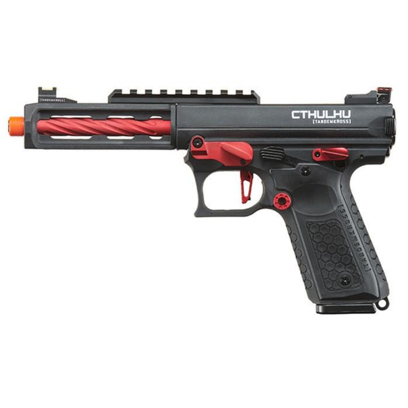 Lancer Tactical Tandemkross CTHULHU Gas Blow Back Airsoft Pistol, Black/Red