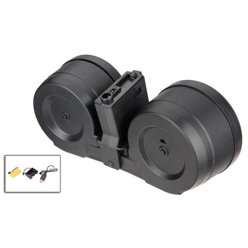 Sentinel Gears 2500rd M4 Auto-Winding Electric Drum C-Mag Magazine, Black