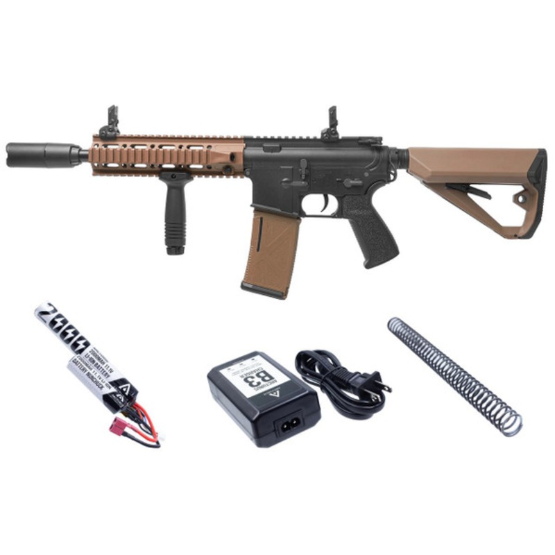 Arcturus LWT MK-II CQB 10 AEG Sport ARC SE Airsoft Rifle Starter Pack, Black/Tan