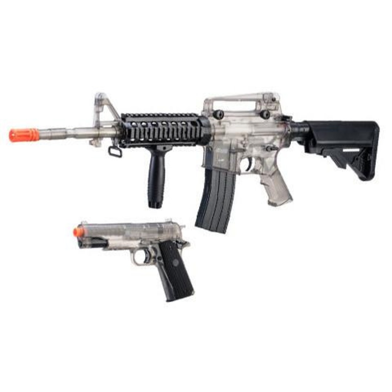 Cybergun Sig Sauer Licensed Patrol Rifle Entry Level AEG and 1911 Pistol Airsoft Kit, Clear