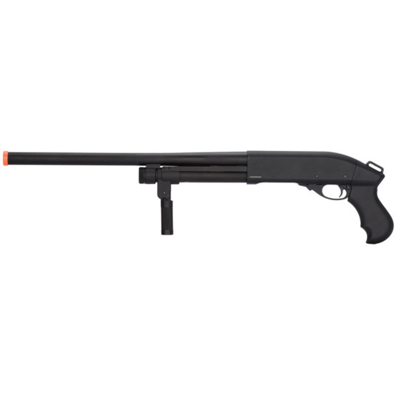 Golden Eagle M870 3/6-Shot Pump Action Gas Airsoft Shotgun w/ Forend Grip, Black