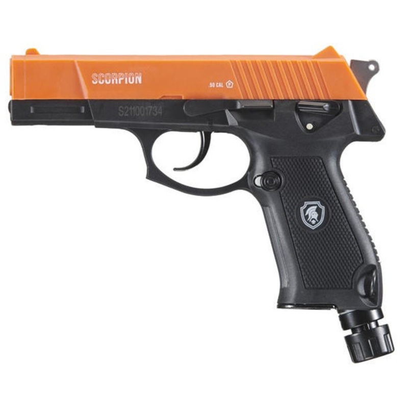 Lancer Defense Scorpion .50 Cal CO2 Powered Less Lethal Defense Air Pistol, Orange/Black