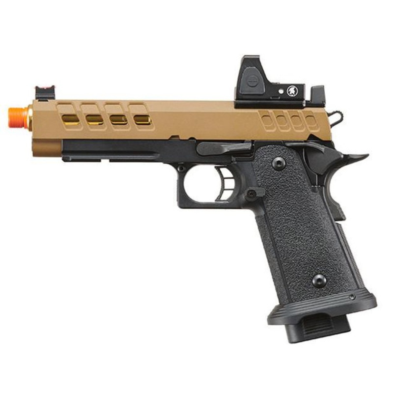 Lancer Tactical Heracles Hi-Capa Gas Blowback Airsoft Pistol w/ Reflex Dot, Tan/Black