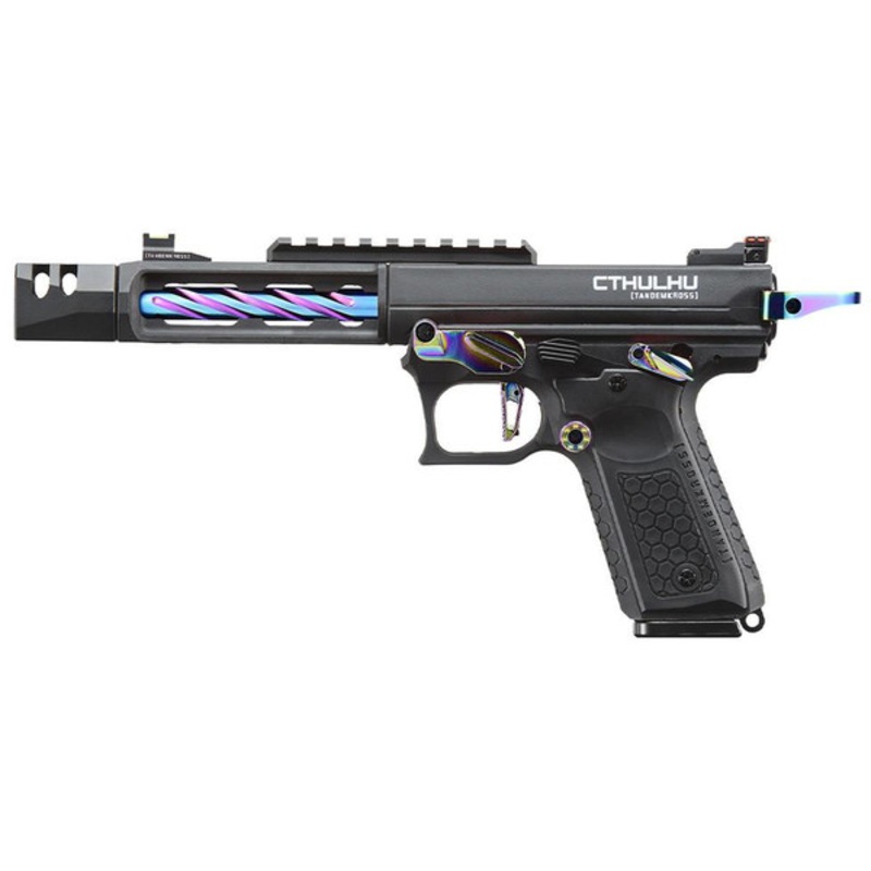 Lancer Tactical x Tandemkross CTHULHU Gas Blow Back Airsoft Pistol, Black/Titanium