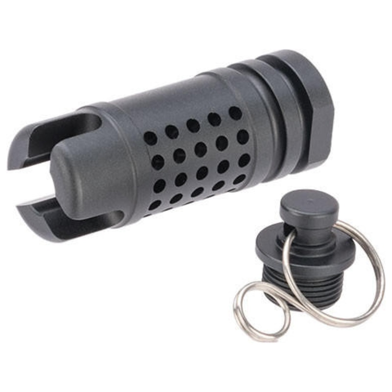 Matrix 14mm Negative Rifle Flash Hider w/ Keychain Dangler Set, Black