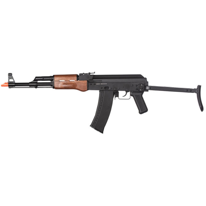 WellFire AK74 CO2 Blowback Airsoft Rifle with Folding Stock, Faux Wood/Black