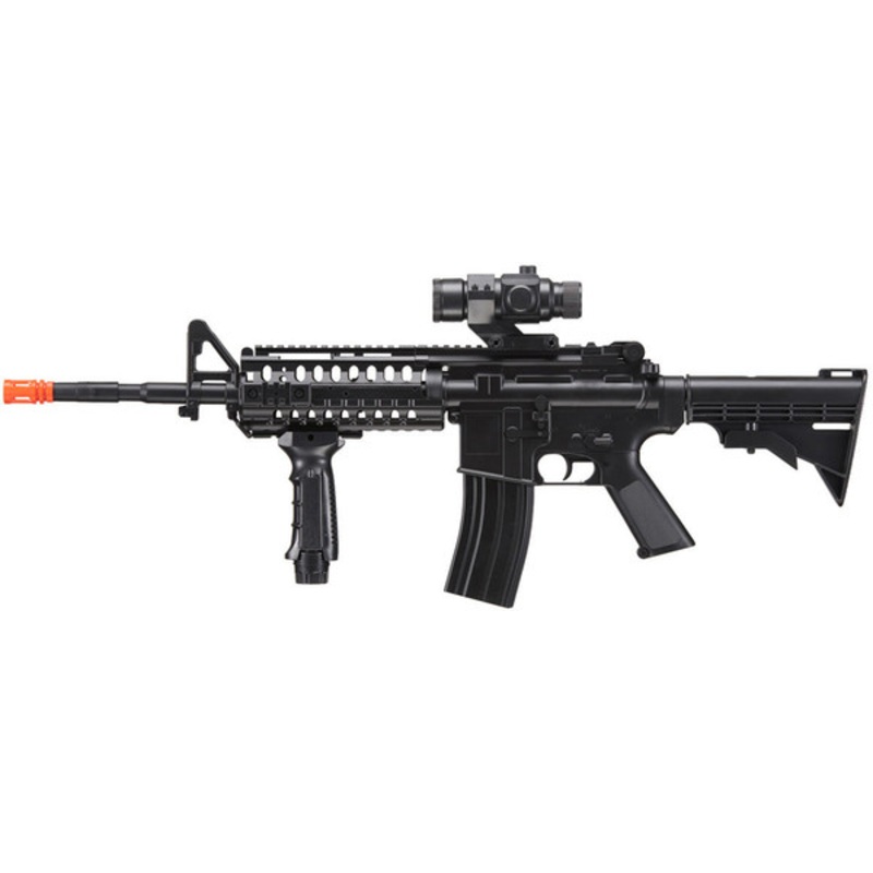 WellFire D96 M4 Carbine Airsoft AEG Rifle w/ Scope and Grip, Black