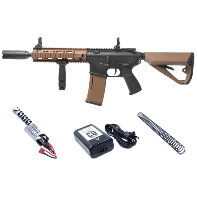 Arcturus LWT MK-II CQB 10 AEG Sport Airsoft Rifle Starter Pack, Black/Tan