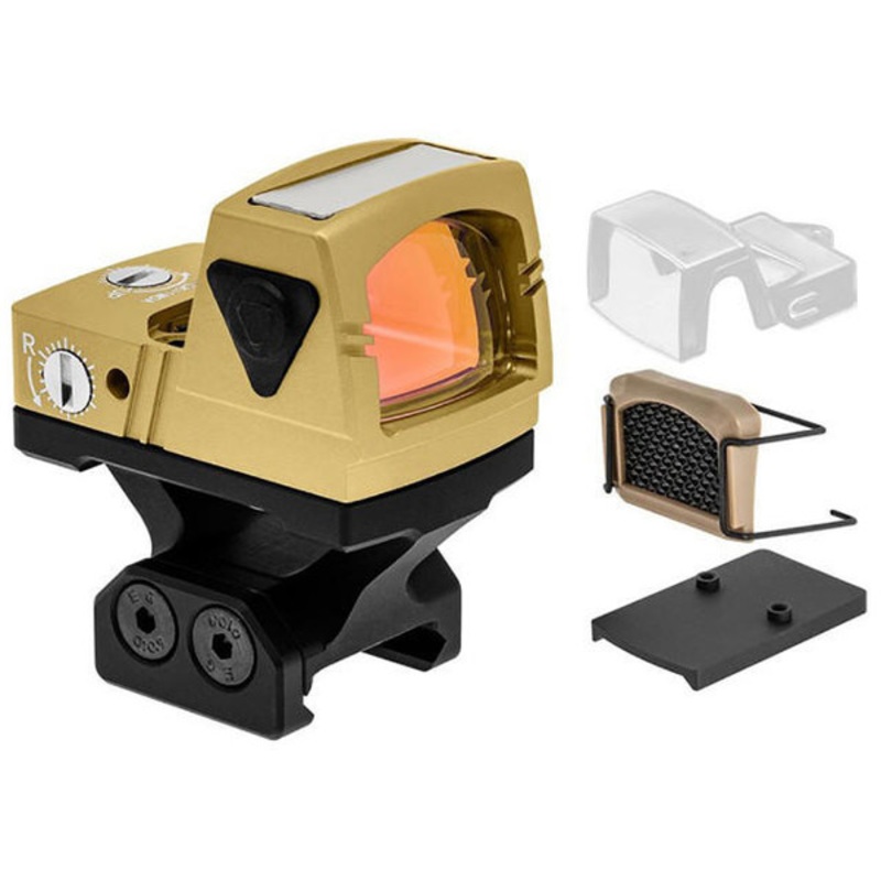 Atlas Custom Works xForce Solar Powered Mini Red Dot with Mount, Gold
