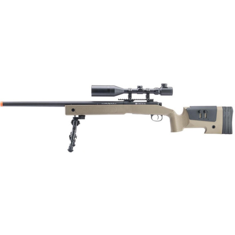 Cybergun FN Herstal Licensed SPR A5M High Power Airsoft Sniper Rifle, Desert Tan