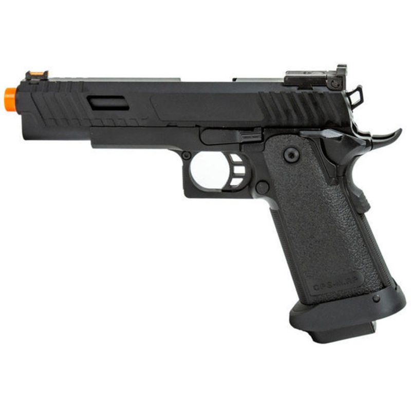 Golden Eagle 3345 OTS .45 Style Hi-Capa GBB Airsoft Pistol w/ Serrated Slide, Black