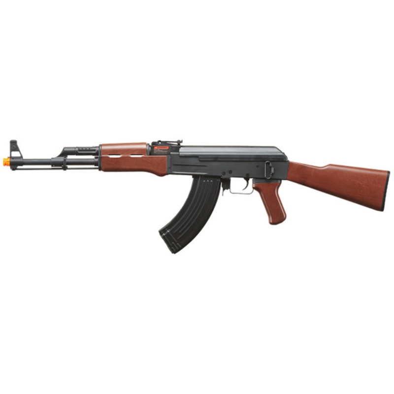 Lancer Tactical AK47 Gen 2 Airsoft AEG Rifle w/ Full Stock, Black/Faux Wood
