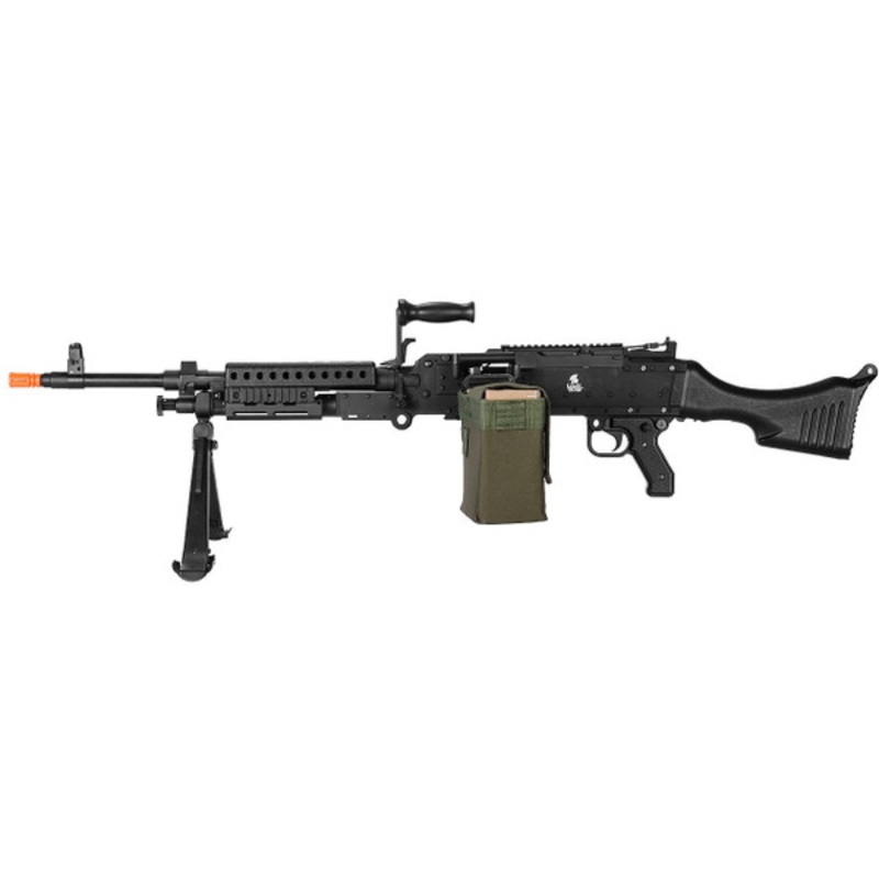 Lancer Tactical Full Metal M240 Squad Automatic Machine Gun AEG Airsoft Rifle, Black