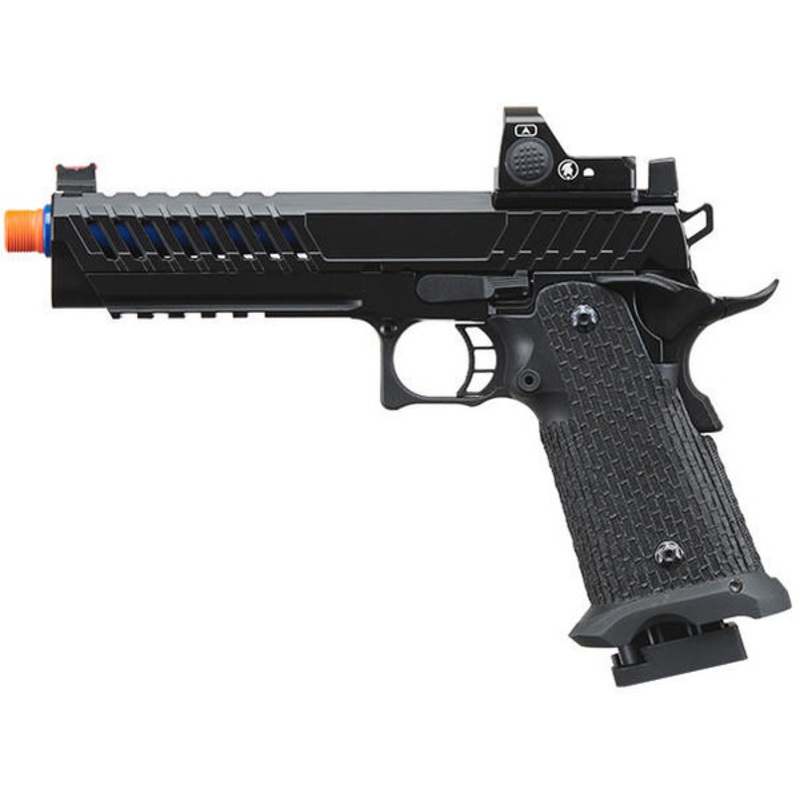 Lancer Tactical Knightshade Hi-Capa Gas Blowback Airsoft Pistol w/ Red Dot Sight, Black/Blue