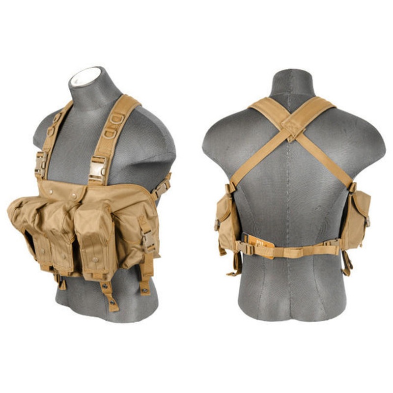 Lancer Tactical Nylon AK Chest Rig, Tan