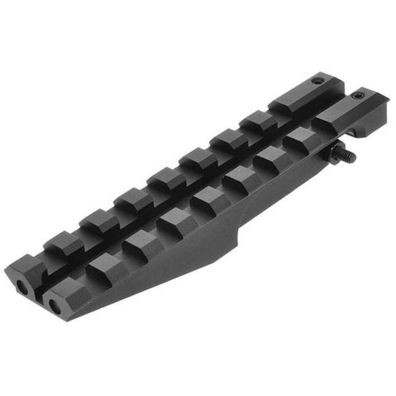 LCT Airsoft AK Rear Sight Mount Aluminum Picatinny Rail, Black