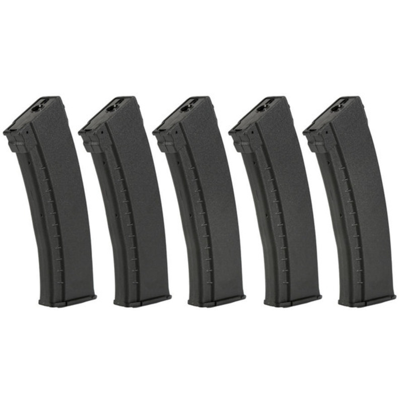 Arcturus AK74 Bakelite 30/135 Round Mid-Capacity Airsoft EMM Magazine 5 Pack, Black