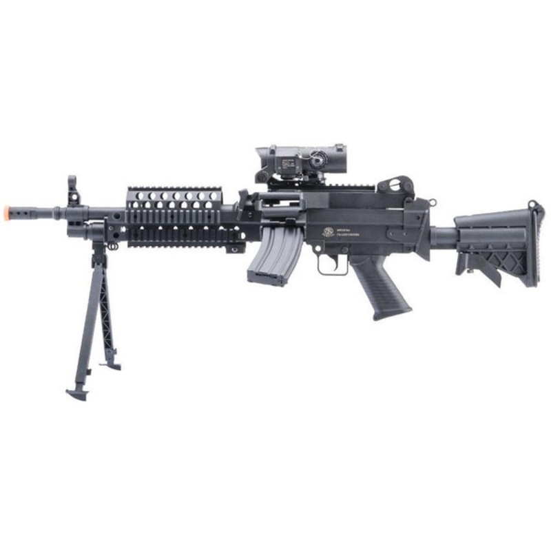 Cybergun FN Herstal M249 Featherweight Airsoft Machine Gun, Black