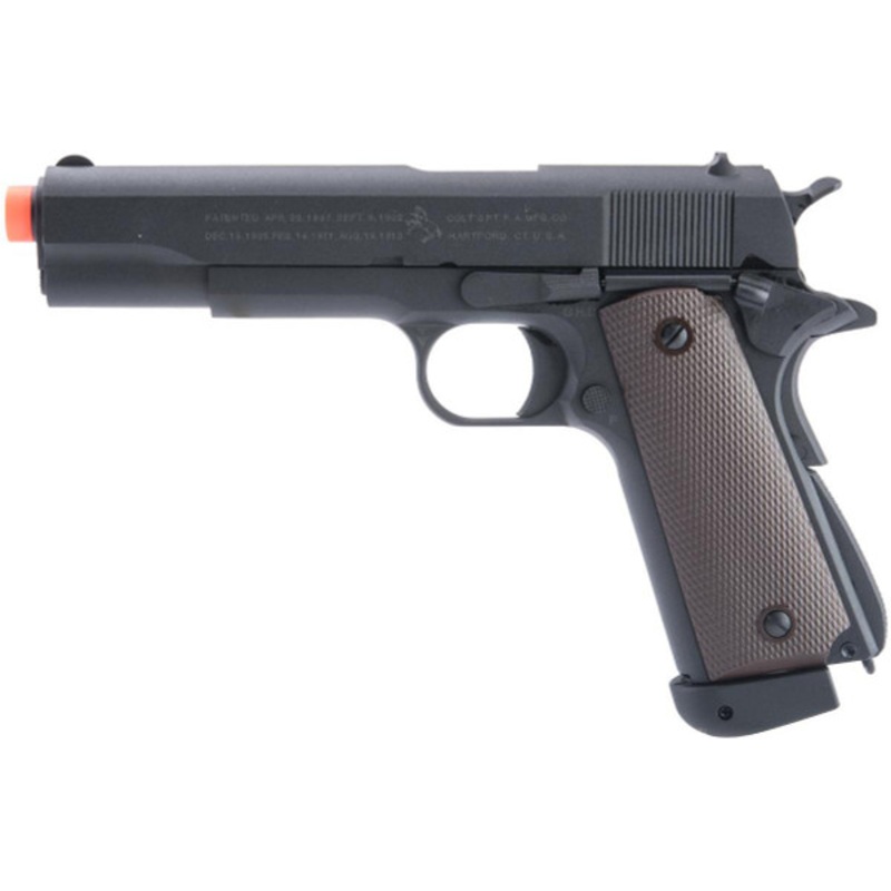 KJW Colt Licensed M1911A1 GI CO2 GBB Airsoft Pistol, Black