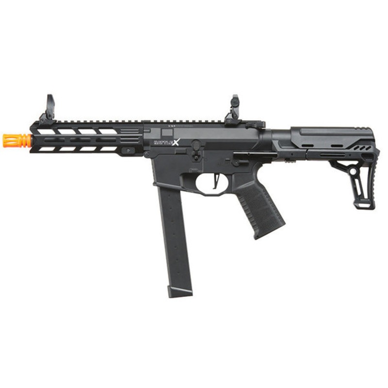 Lancer Tactical Battle X Machine Pistol Airsoft AEG Rifle, Black