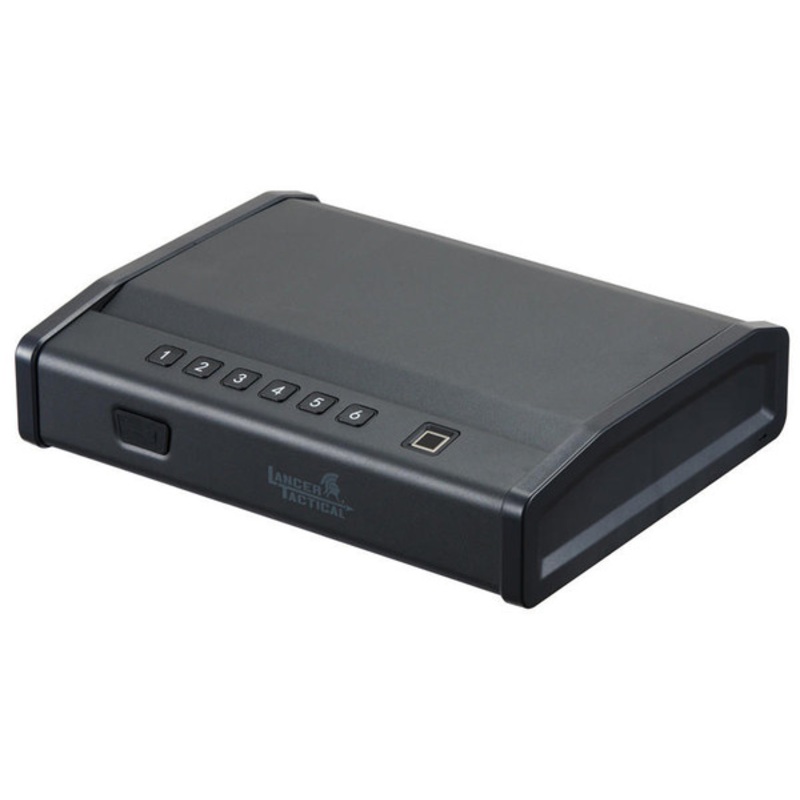 Lancer Tactical Biometric Fingerprint Password Safe Box, Black