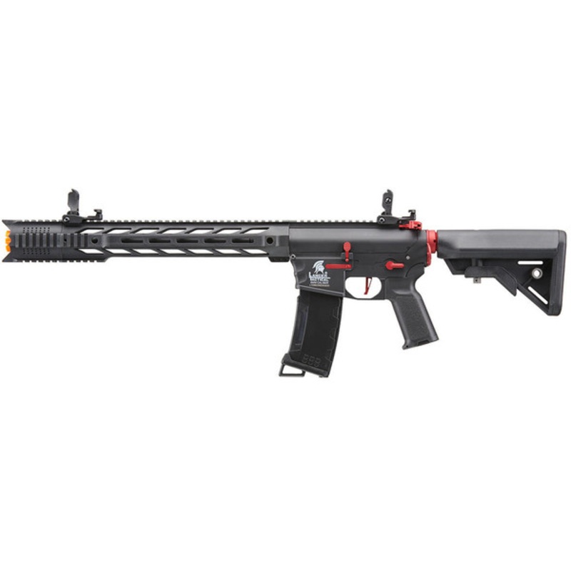 Lancer Tactical Gen 3 M4 SPR Interceptor Airsoft AEG Rifle with Red Accents, Black