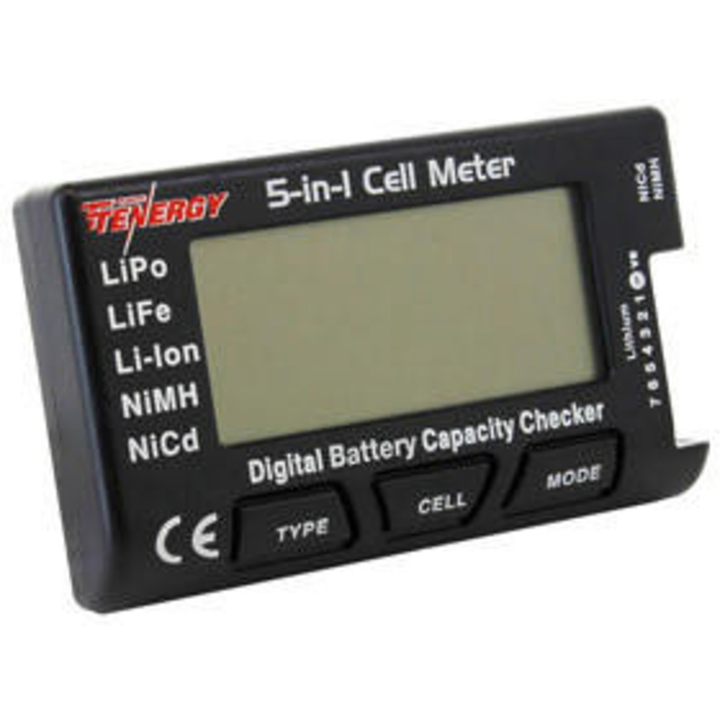 Tenergy 5-in-1 Intelligent Digital Cell Meter, Black