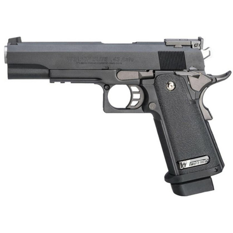 WE Tech Full Metal Hi-Capa 5.1 R-Version Full Auto Tactical Airsoft Gas Blowback Pistol, Black