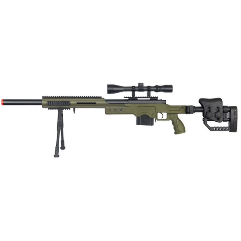 Wellfire MB4410 Bolt Action Sniper Rifle w/ Scope & Bipod, OD Green