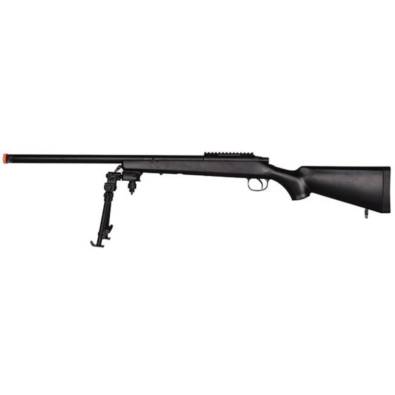 AGM Bolt Action Airsoft Sniper Rifle with Bipod, Black
