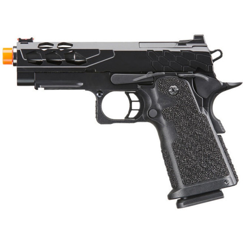 Lancer Tactical Stryk Hi-Capa 4.3 Gas Semi Auto Blowback Airsoft Pistol, Black