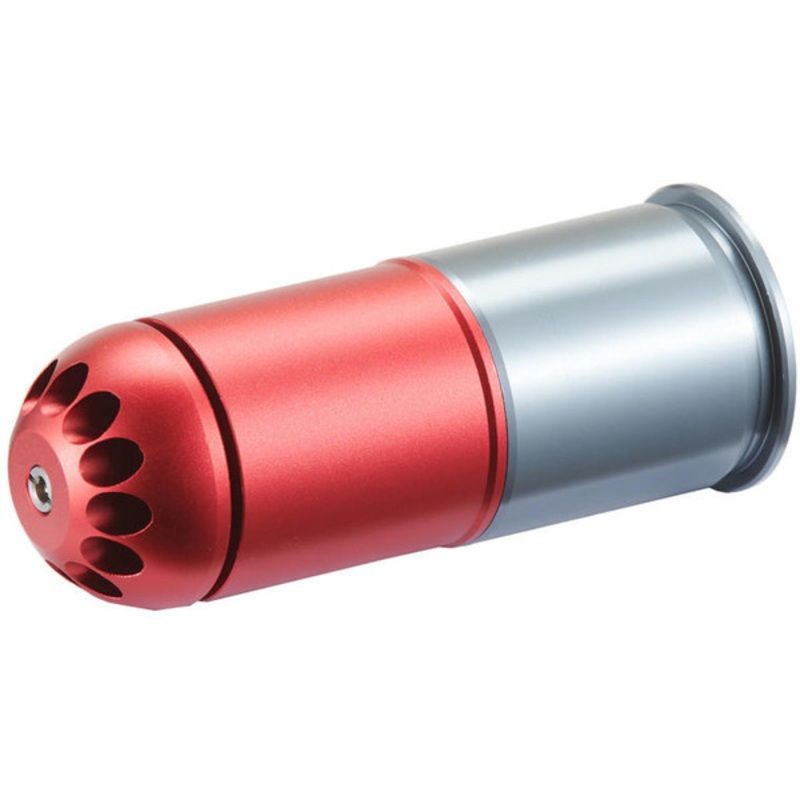 PPS 120 Round CNC 40mm Green Gas Airsoft Grenade Shell, Red/Grey