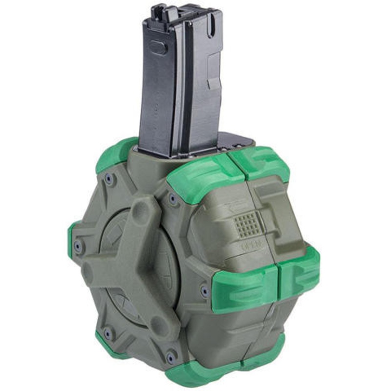 WE-Tech Drum Magazine for MP5 Gas Blowback Airsoft Rifle, OD Green