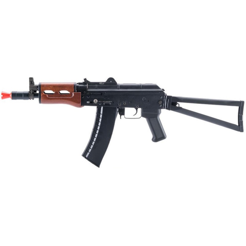 Cybergun ICS Kalashnikov Licensed AKS-74U Airsoft AEG Rifle w/ Real Wood Furniture, Black/Wood
