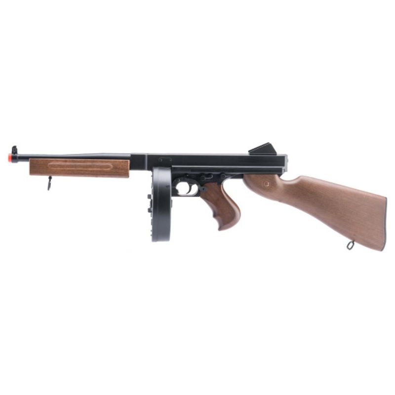 Cybergun Licensed Thompson M1928A1 Airsoft LPAEG Rifle, Black/Wood