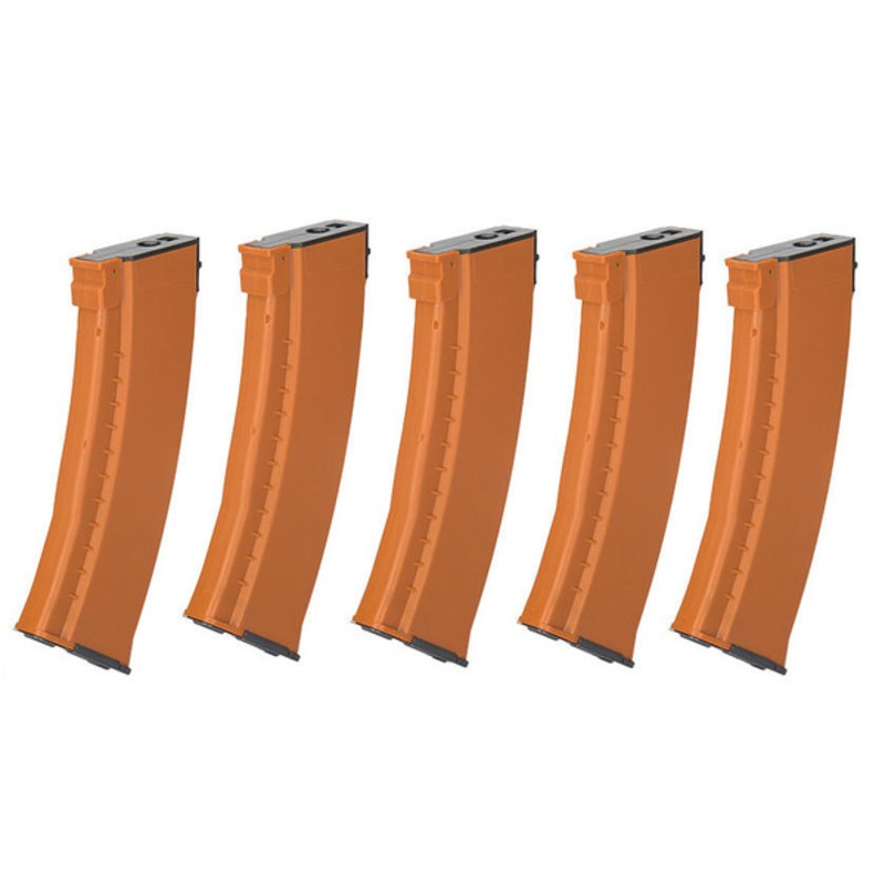 E&L AK74N 120rds Mid-cap Magazine 5 Pack, Orange