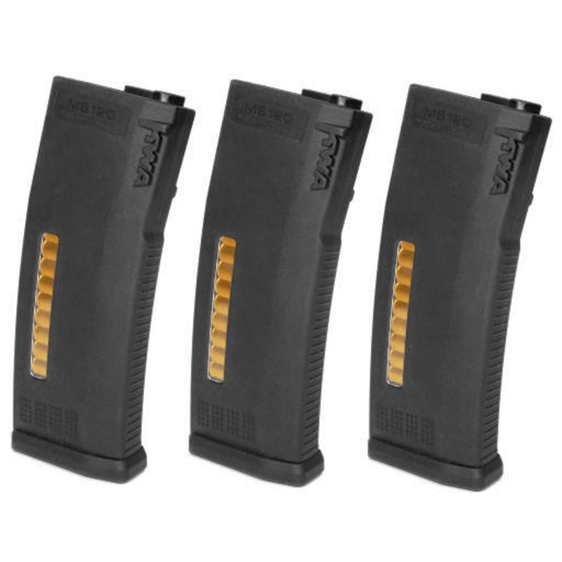 KWA MS120 AEG Mid-Cap Magazines, 3 Pack, Black