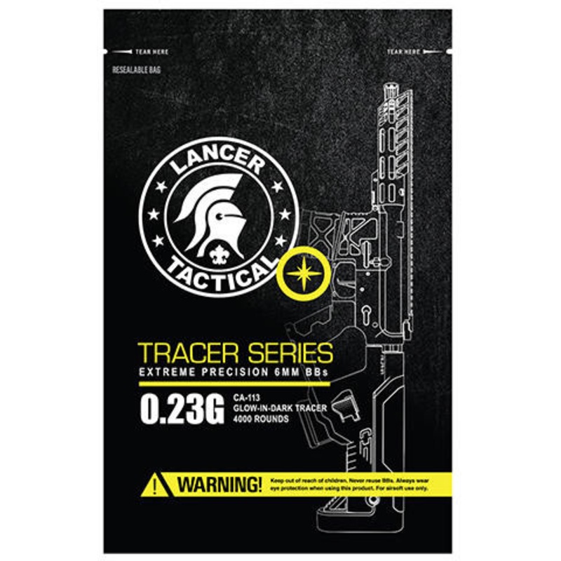 Lancer Tactical Pro Series Airsoft Tracer BBs, 0.23g, 4000 Count, Green