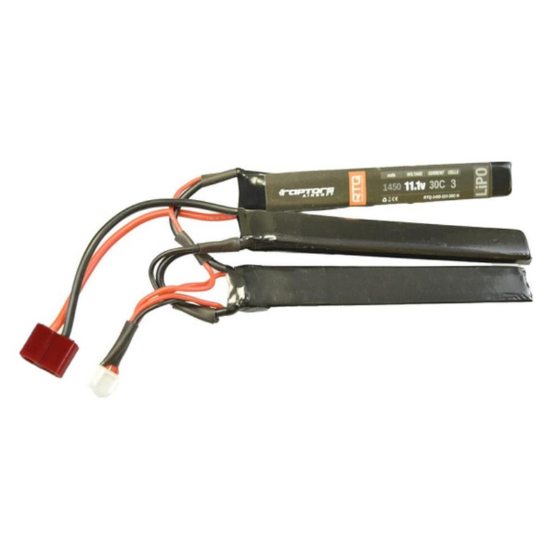 Raptors Airsoft RTQ 11.1V 1450 mAh 30C Nunchuck LiPO Battery, Deans / T-Plug