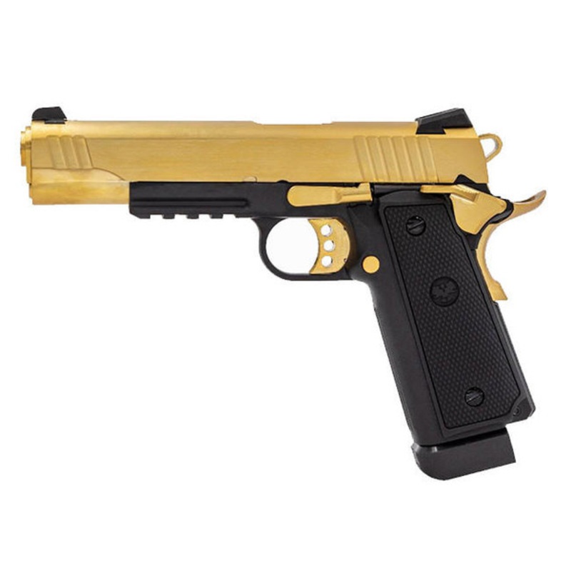 Raven Railed R14 GBB Hi Capa Airsoft Pistol, Gold