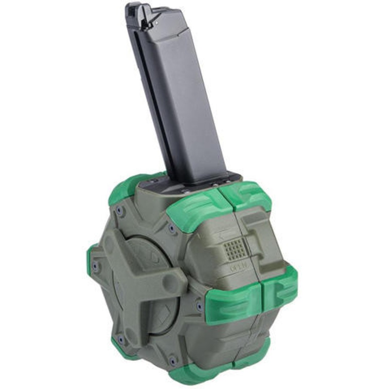 WE-Tech 400rds Drum Magazine for G-Series Airsoft Pistols, OD Green
