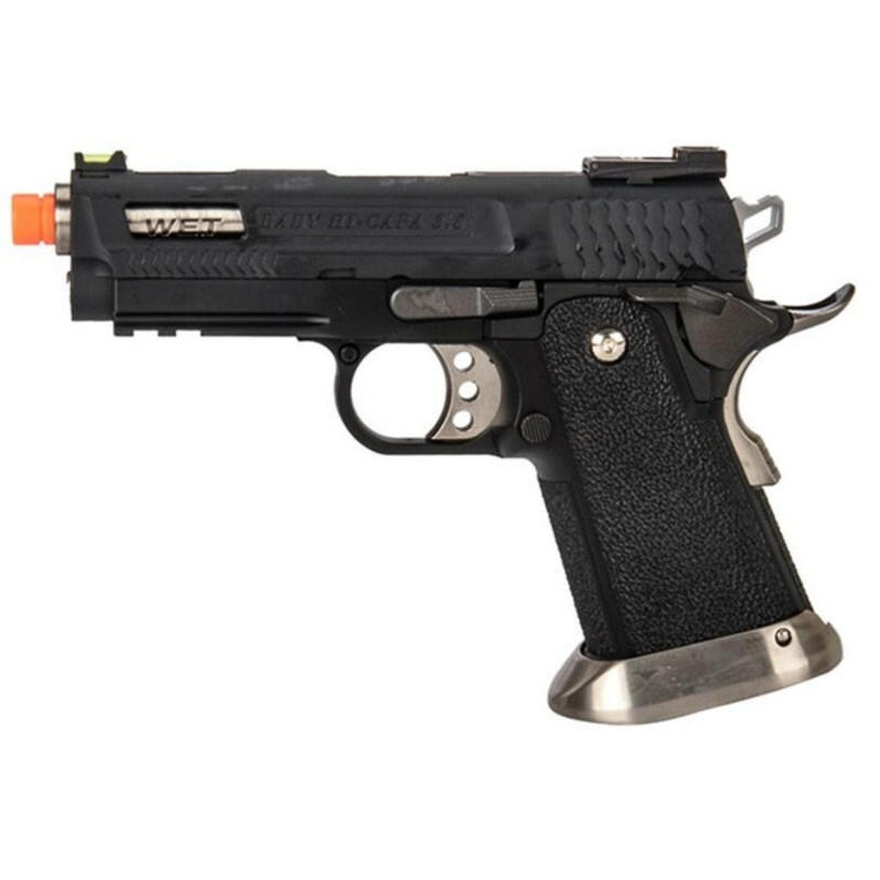 WE-Tech Hi-Capa 3.8 Brontosaurus Full Auto Gas Blowback Airsoft Pistol, Black