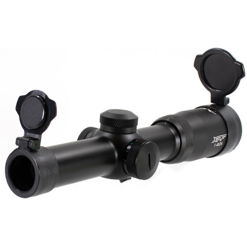Aim Sports 1-4×24 Tri-Ill. First Focal Plane Scope/Mil-Dot/Rings, Black
