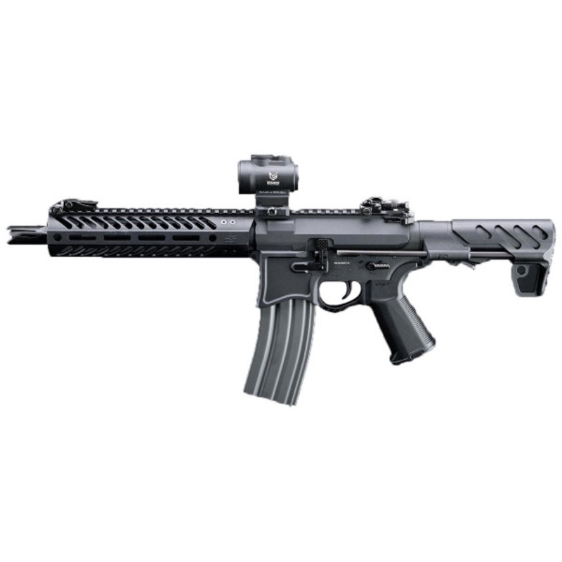 EMG Seekins Precision Licensed PDW SBR SP223 Advanced 9 M-LOK Airsoft M4 AEG Rifle, Black