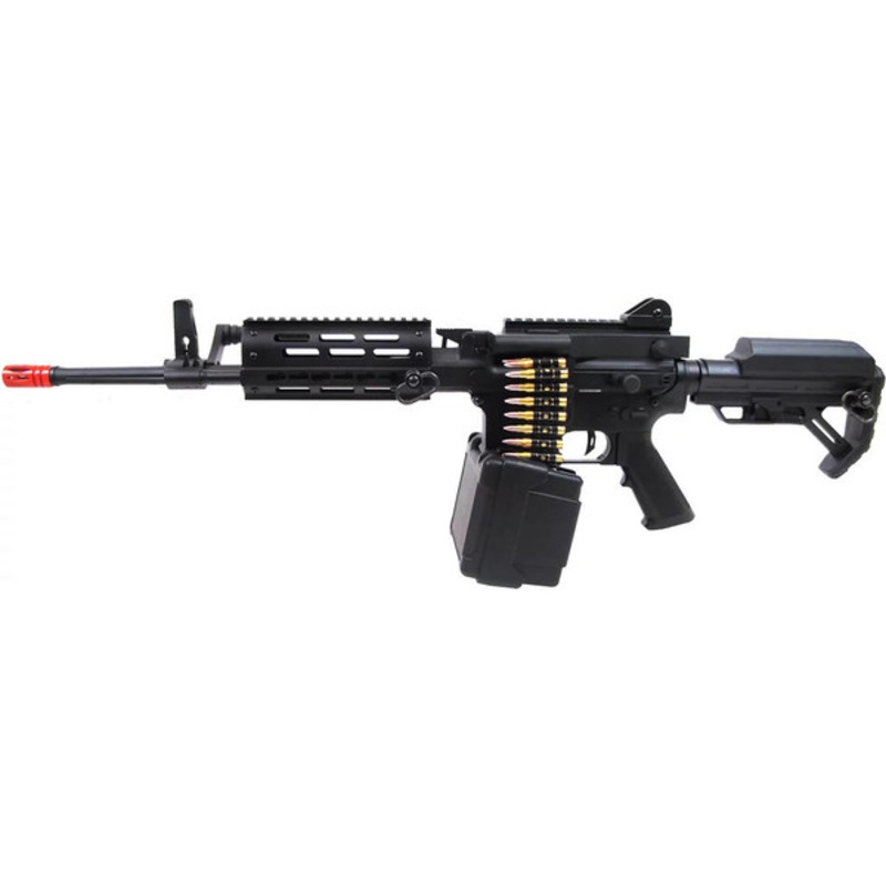 GE F6670 LMG AEG 16.25 Airsoft Rifle w/ Low Cheek Rest, Black