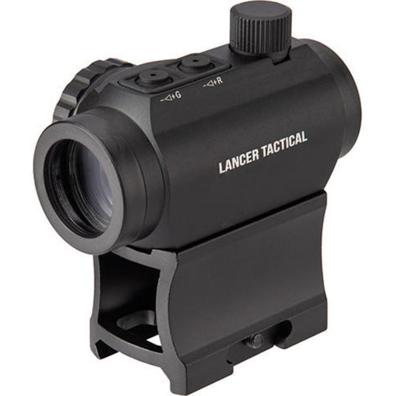 Lancer Tactical 1x22mm Red Dot Reflex Sight with Lower 1/3 Co-witness Mount w/ 2 Mounts, Black