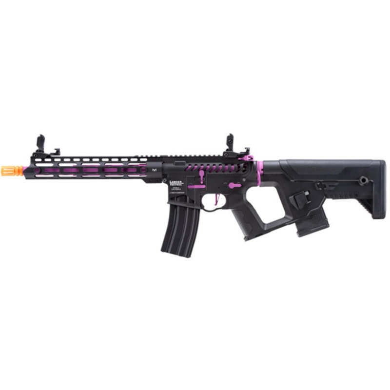 Lancer Tactical Enforcer Blackbird Skeleton Airsoft AEG Rifle, Black & Purple