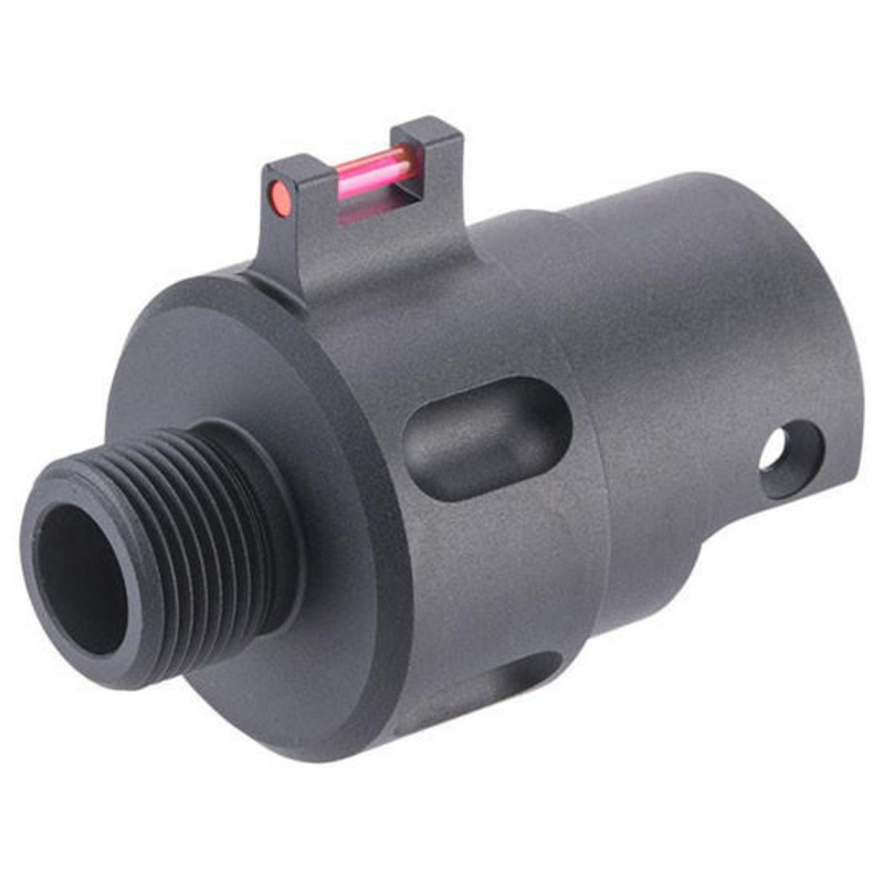 Titanium Tactical Industry Airsoft Series Threaded Receiver Adapter with Fiber Optic Front Sight for Action Army AAP-01 GBB Pistols, Black