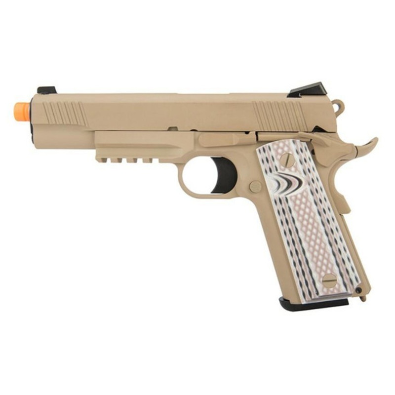 WE Tech Full Metal 1911 M45A1 Gas Blowback Airsoft Pistol, Tan